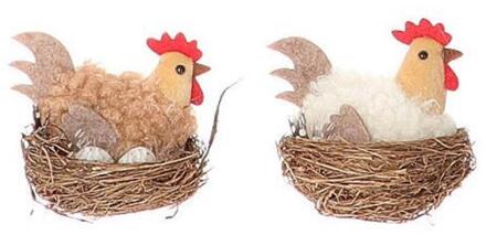 HBX natural living Deco kip in nest 7,5x5xh6cm bruin