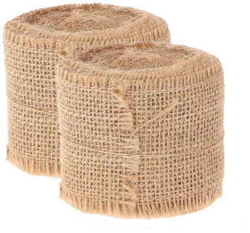 HBX Natural Living Decoratie lint - 2x rolletjes - jute - 500 x 5 cm - Cadeaulinten Bruin