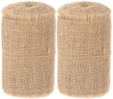 HBX natural living Decoratie lint - 3x - jute - op rol - 500 x 10 cm - decoratielint jute stof - hobby