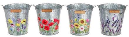 HBX natural living Emmer Zink H14cm met bloemmotief grijs