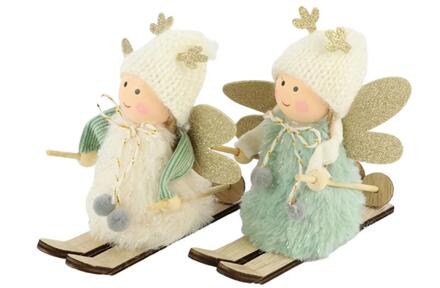 HBX natural living Engel op skies 12,5x6x11,5cm mint groen