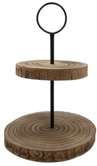 HBX natural living Etagere hout 2-laags H38D33cm bruin