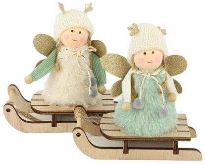 HBX natural living Fee Pompom op slee 13x5,5xh13,5cm mint