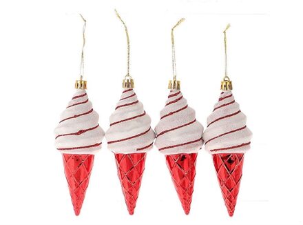 HBX natural living Hangdeco ijsje set a 4 stuks rood multi