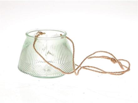 HBX natural living Hangende windlicht Lines Ø11xh15cm groen