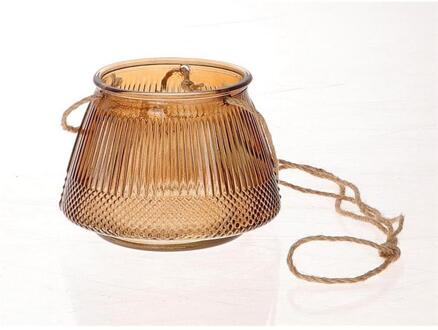 HBX natural living Hangende windlicht Ø15xh10,5cm bruin