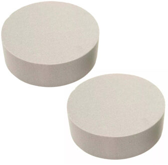 HBX natural living HBX Steekschuim/oase - 2x - droog - Rond - grijs - D22 x H7 cm - voor bloemen - bloemstukken