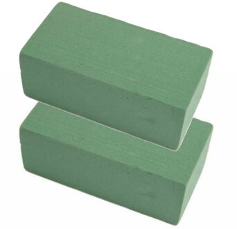 HBX natural living HBX Steekschuim/oase - 2x - nat - rechthoekig - groen - 20 x 10 x 8 cm - voor bloemen - bloemstukken