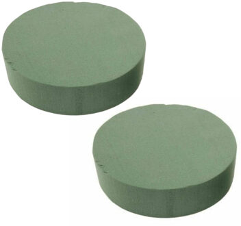 HBX natural living HBX Steekschuim/oase - 2x - nat - Rond - groen - D15 x H5 cm - voor bloemen - bloemstukken