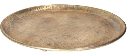 HBX natural living Kaarsenbord/decoratie dienblad - goud - metaal - D43 x H4 cm - rond - tafeldecoratie schaal
