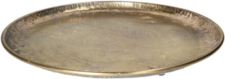 HBX natural living Kaarsenbord/decoratie dienblad - goud - metaal - D47 x H4 cm - rond - tafeldecoratie schaal