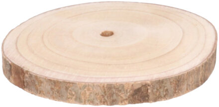HBX natural living Kaarsenbord/decoratie dienblad - houten boomschijf - D26 x H3 cm - rond - tafeldecoratie schaal