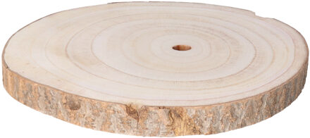 HBX natural living Kaarsenbord/decoratie dienblad - houten boomschijf - D29 x H3 cm - rond - tafeldecoratie schaal