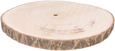 HBX natural living Kaarsenbord/decoratie dienblad - houten boomschijf - D39 x H3 cm - rond - tafeldecoratie schaal