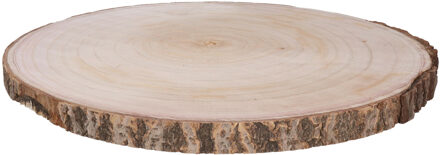 HBX natural living Kaarsenbord/decoratie dienblad - houten boomschijf - D45 x H3 cm - rond - tafeldecoratie schaal
