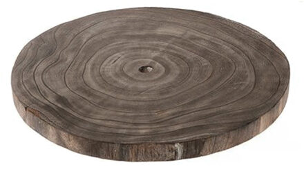 HBX natural living Kaarsenbord/decoratie dienblad - houten boomschijf donker - D26 x H3 cm - rond - tafeldecoratie scha