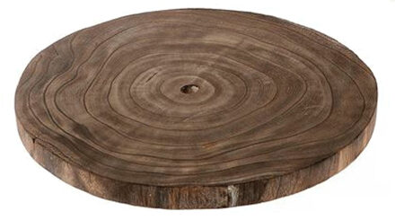 HBX natural living Kaarsenbord/decoratie dienblad - houten boomschijf donker - D29 x H3 cm - rond - tafeldecoratie scha