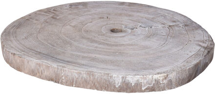 HBX natural living Kaarsenbord/decoratie dienblad - houten boomschijf donker - D39 x H3 cm - rond - tafeldecoratie scha