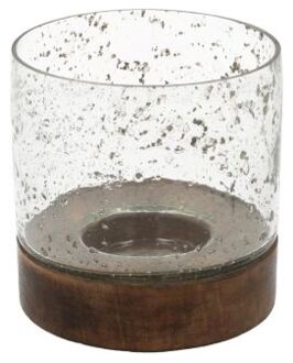 HBX natural living Kaarshouder bubbelglas H13D13 Zwart transparant