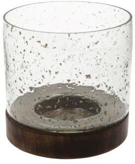 HBX natural living Kaarshouder bubbelglas H16D17 Zwart transparant