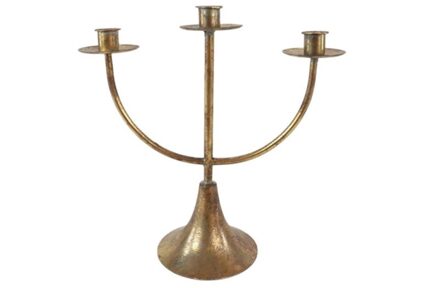 HBX natural living Kandelaar 3-armig metaal goud 30x13x30cm