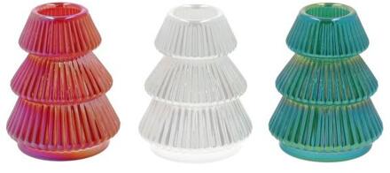 HBX natural living Kandelaar everlands kunstkerstboom glas H8cm verschillende