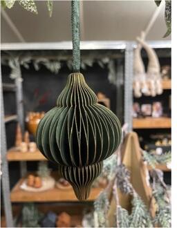 HBX natural living Kerstbal Uivorm 15cm Groen karton