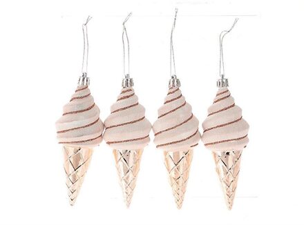 HBX natural living Kersthanger ijsje set a 4 stuks roze