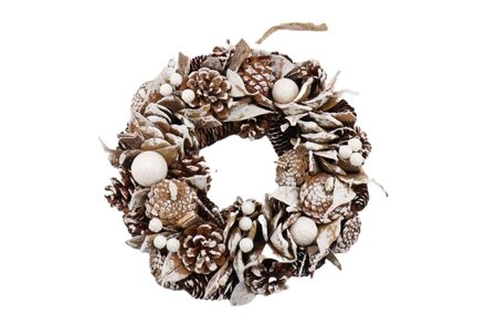 HBX natural living Krans Northern Glow Snow D30cm wit bruin