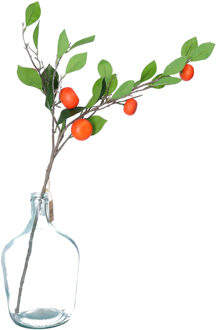 HBX natural living Kunstbloem citrusfruit tak clementine/mandarijn - 3x - 80 cm - oranje - losse steel - Kunst zijdeblo