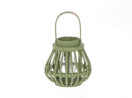 HBX natural living Lantaarn met glas h15cm groen