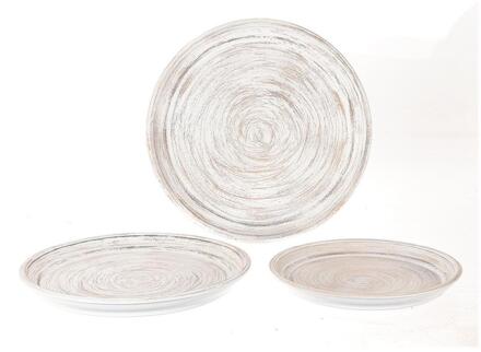 HBX natural living Schalenset 3-delig white wash 33-40-45cm wit