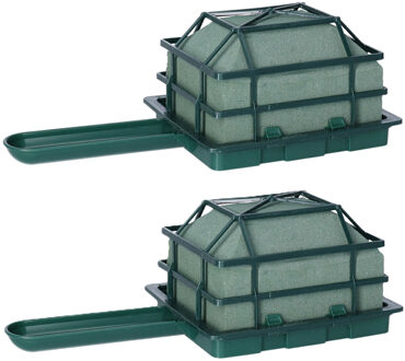 HBX natural living steekschuim/oase boekethouder - 2x - klein - groen - L13 x B11 - rechthoekig