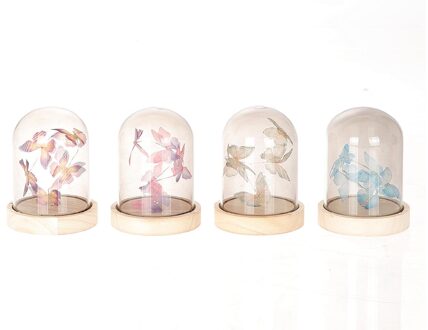 HBX natural living Stolp met vlinder met verlichting 13,5cm transparant