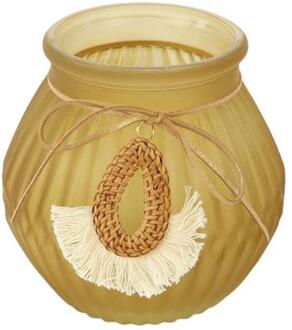 HBX natural living Theelichthouder met hanger Ø12xh12cm geel