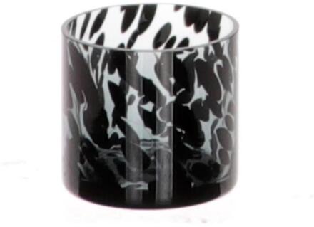 HBX natural living Theelichthouder Panterglas Ø8xh8cm grijs