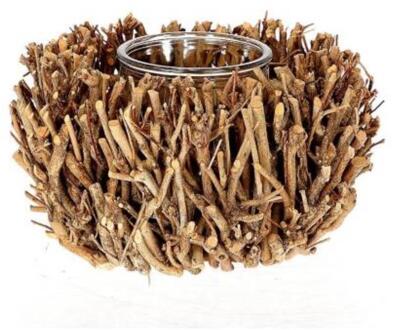 HBX natural living Theelichthouder Tea Branch D22H12 bruin