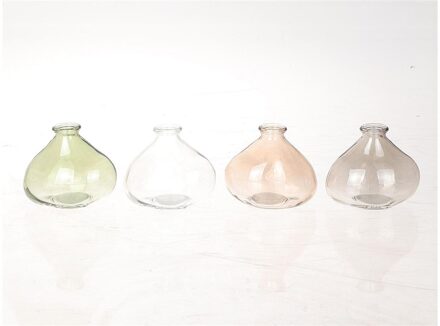 HBX natural living Vaas glas 11,5x7,5x9,5cm pastelkleuren verschillende