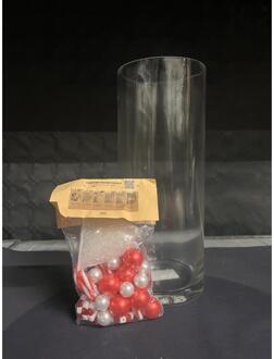 HBX natural living Vaas met waterparels en Candy h25cm rood