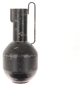 HBX natural living Vaas metaal met oor Ø23xh50cm antiek zwart