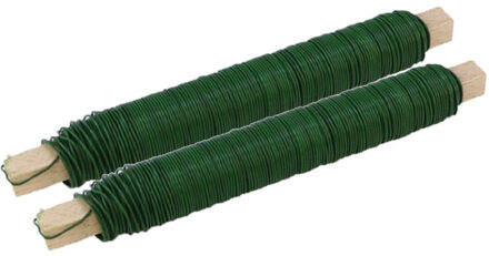 HBX natural living Wikkeldraad - 2x rolletjes - groen - 100 gr - 0,65 mm - ijzerdraad/binddraad - hobby draad