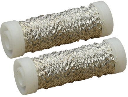 HBX natural living Wikkeldraad - 2x rolletjes - zilver - 25 gram - bouillon effect - metaal draad - hobby binddraad