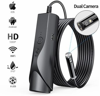 Hd 1080P Endoscoop Camera 8Mm Dual Lens Met Wit Licht 3.5M 5M Harde Kabel IP67 Endoscoop voor Ios Android Telefoon 5m / voorkant add kant lens