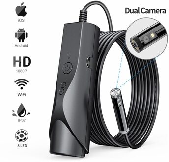 Hd 1080P Endoscoop Camera 8Mm Dual Lens Met Wit Licht 3.5M 5M Harde Kabel Waterdichte Endoscoop voor Iphone Android Telefoon 3m