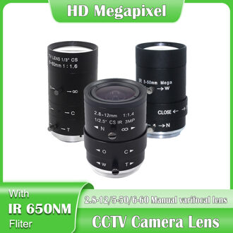 Hd 2.8-12Mm/5-50Mm/6-60Mm Manual Varifocale Lens Cs Mout cctv Camera Lens Voor Industriële Microscoop Cctv Security Box Camera