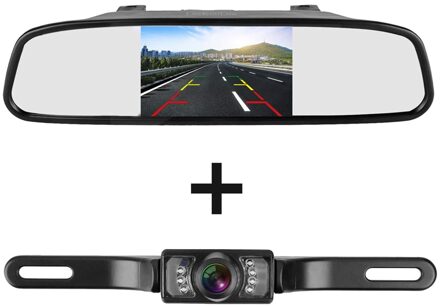 Hd 4.3 Inch Mirror Monitor En Achteruitrijcamera Omkeren Parking Systeem IP68 Waterdicht Nachtzicht Met Guide Lines