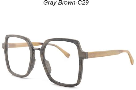 Hdcrafter Oversized Recept Brillen Frames Houten Optische Glazen Frame Met Clear Lens Mannen Vrouwen Leesbril Frames grijs bruin-C29