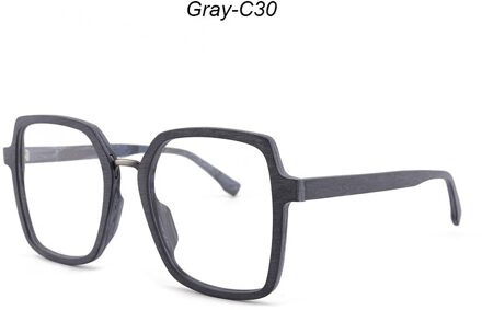 Hdcrafter Oversized Recept Brillen Frames Houten Optische Glazen Frame Met Clear Lens Mannen Vrouwen Leesbril Frames grijs-C30