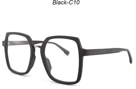 Hdcrafter Oversized Recept Brillen Frames Houten Optische Glazen Frame Met Clear Lens Mannen Vrouwen Leesbril Frames zwart-C10