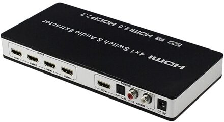 Hdmi 2.0 Switch 4X1 Hdmi Switcher Converter 4 In 1 Out Audio Extractor Toslink/Spdif Rca 4Kx2K @ 60Hz HDCP2.2 7.1CH Eu Plug